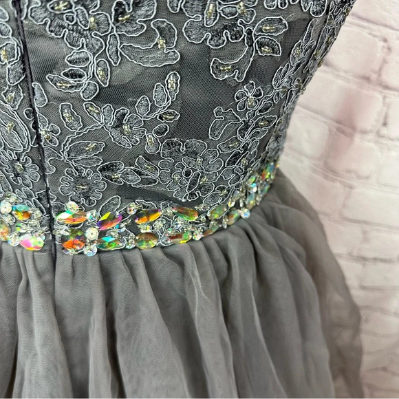 NWT grey homecoming dress juniors short prom dress no size tag tideclothes - Picture 11 of 13